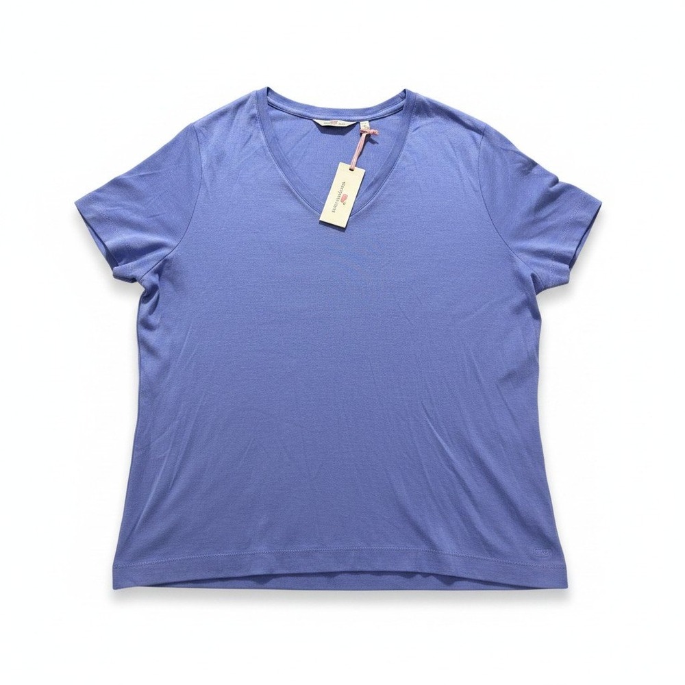 Vineyard Vines 2X Blue Womens V-Neck Short Sleeve T-Shirt Casual Coastal